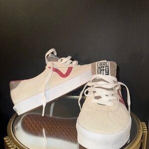 Vans Cream and Red Casual Sneakers